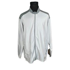 Adidas Men's Grey Full Zip Vented Windbreaker Jacket Size: XL